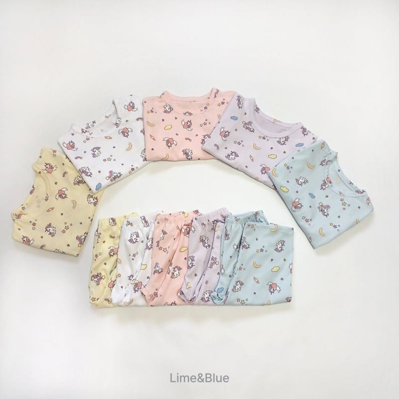 Lime & Blue - Korean Children Fashion - #magicofchildhood - One Pick Unicorn Pajamas - 10