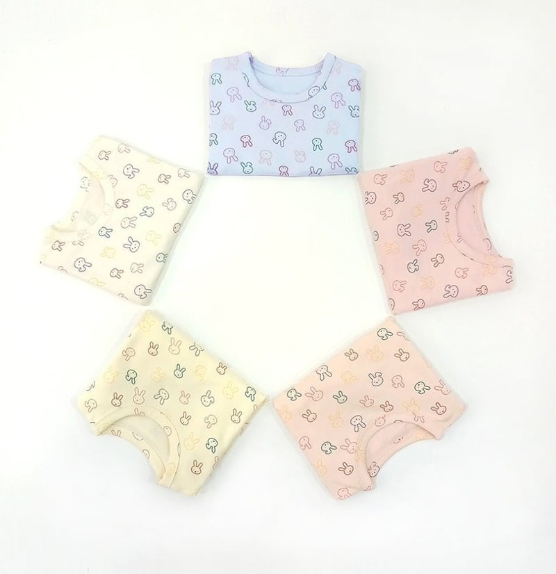 Lime & Blue - Korean Children Fashion - #magicofchildhood - Line Rabbit Top Bottom Set - 2