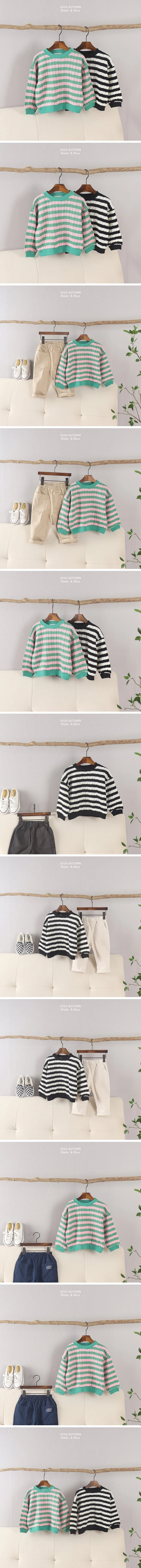 Made Blue - Korean Children Fashion - #designkidswear - Stripe Knit Pullover