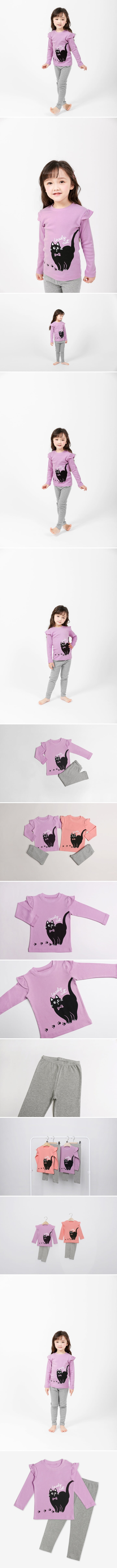 Mellisse - Korean Baby Fashion - #babyboutiqueclothing - Black Cat Purple Pajamas