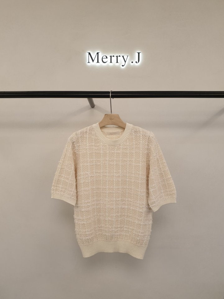 Merry J - Korean Women Fashion - #momslook - Tweed Round Knit Top - 2