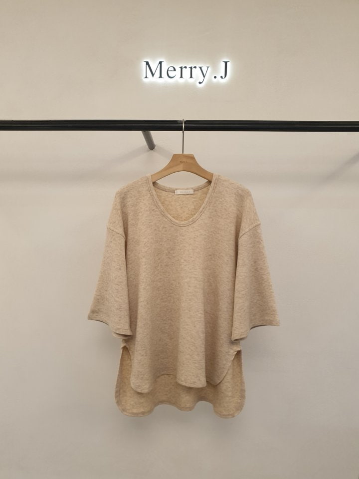 Merry J - Korean Women Fashion - #vintagekidsstyle - Powder U Neck Tee - 4