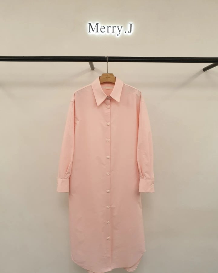 Merry J - Korean Women Fashion - #romanticstyle - Simple Long Shirt One-piece