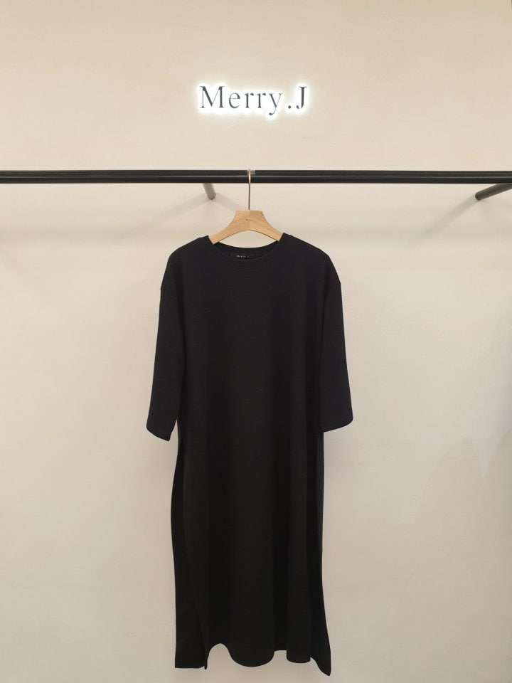 Merry J - Korean Women Fashion - #thelittlethings - Pearl Long Slit Tee One-piece - 8