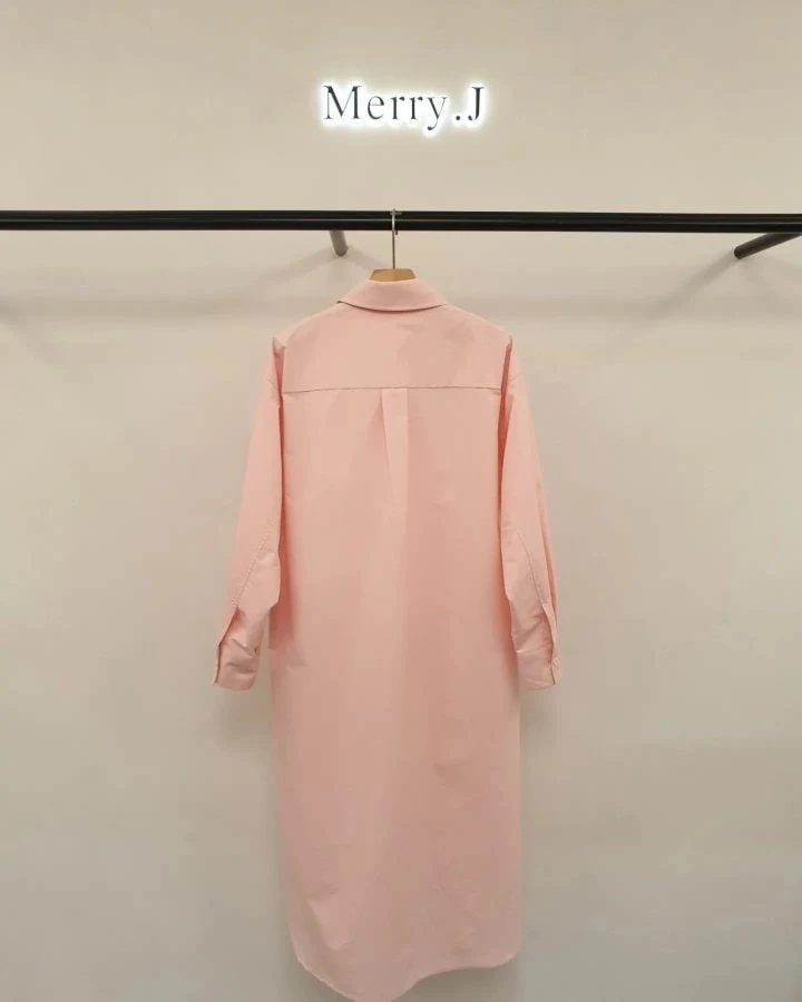 Merry J - Korean Women Fashion - #thatsdarling - Simple Long Shirt One-piece - 4