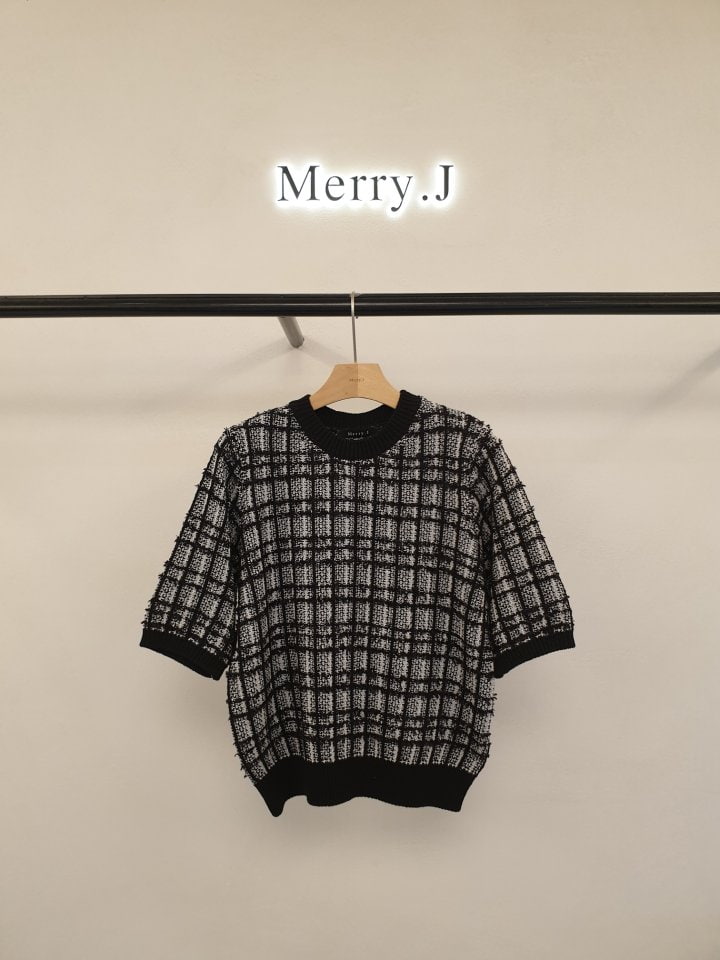 Merry J - Korean Women Fashion - #womensfashion - Tweed Round Knit Top - 3