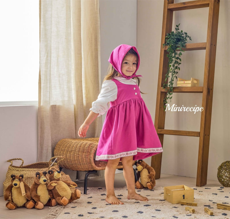 Mini Recipe - Korean Children Fashion - #Kfashion4kids - Micha Bear One-piece with Bandana - 2