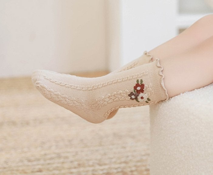 Miso - Korean Baby Fashion - #babyboutique - Flower Chain Socks - 7