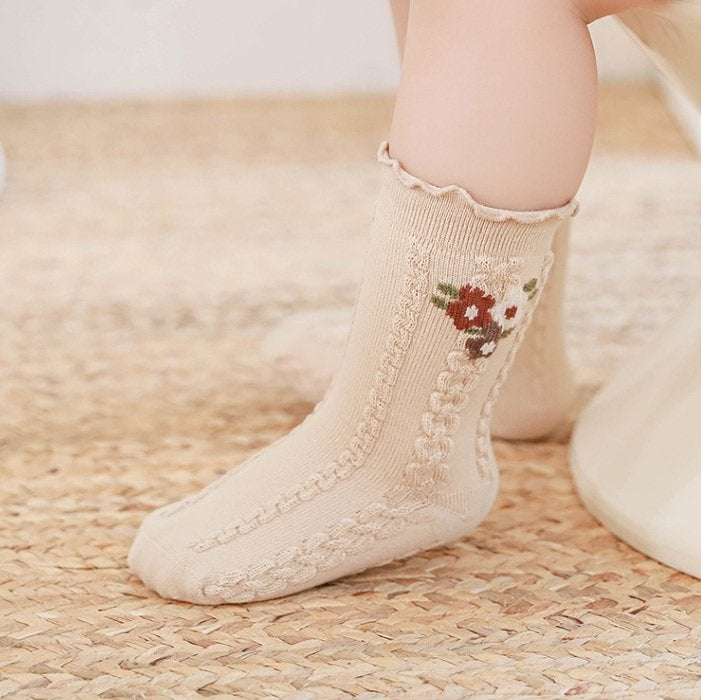 Miso - Korean Baby Fashion - #babyootd - Flower Chain Socks