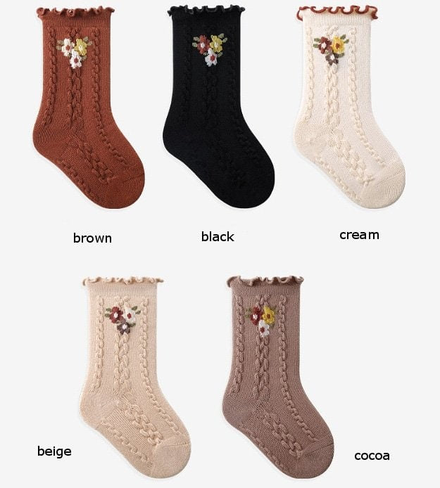 Miso - Korean Baby Fashion - #onlinebabyshop - Flower Chain Socks - 6