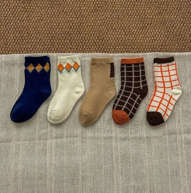 Miso - Korean Children Fashion - #designkidswear - Square Check Socks - 9