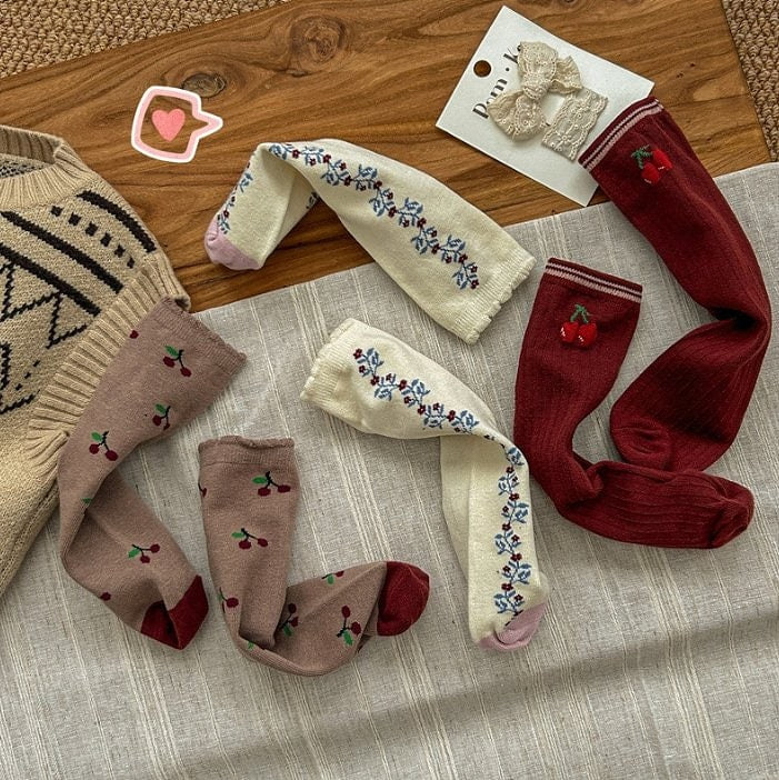 Miso - Korean Children Fashion - #fashionkids - Cherry Flower Socks - 2