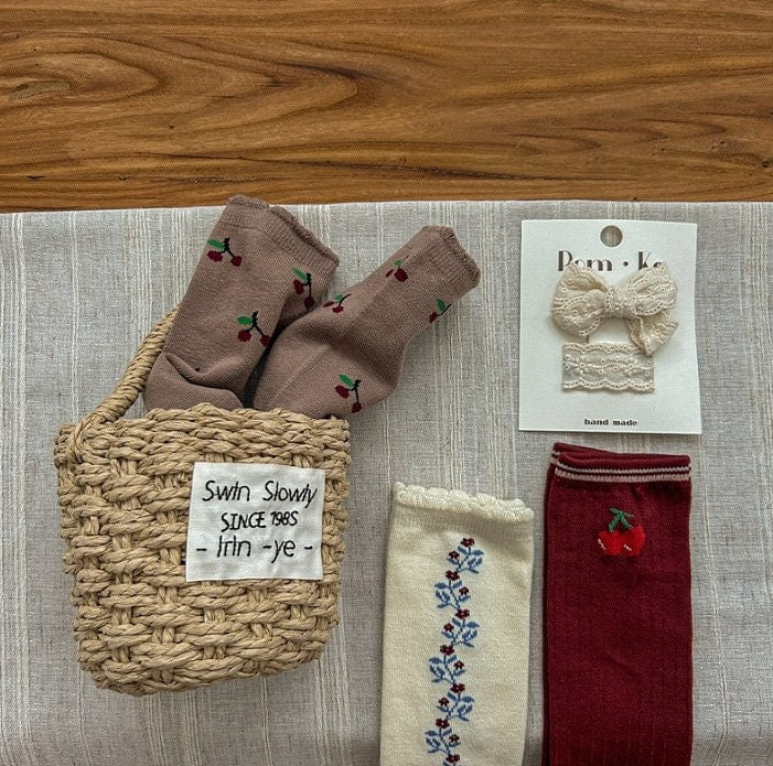 Miso - Korean Children Fashion - #littlefashionista - Cherry Flower Socks - 7