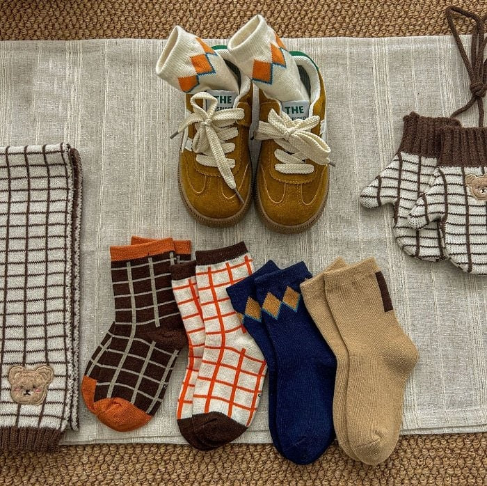 Miso - Korean Children Fashion - #magicofchildhood - Square Check Socks