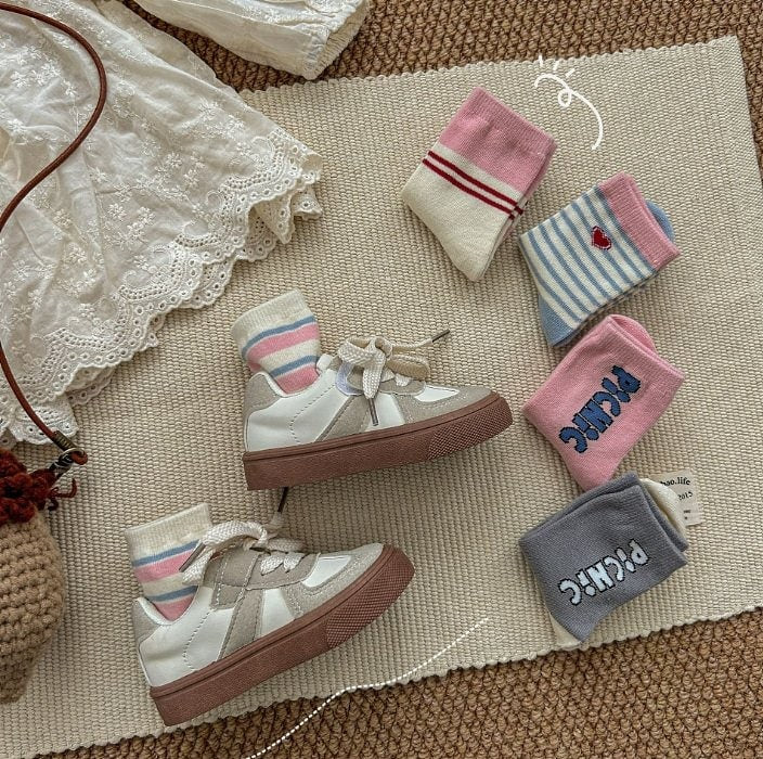 Miso - Korean Children Fashion - #minifashionista - Pink Picnic Socks