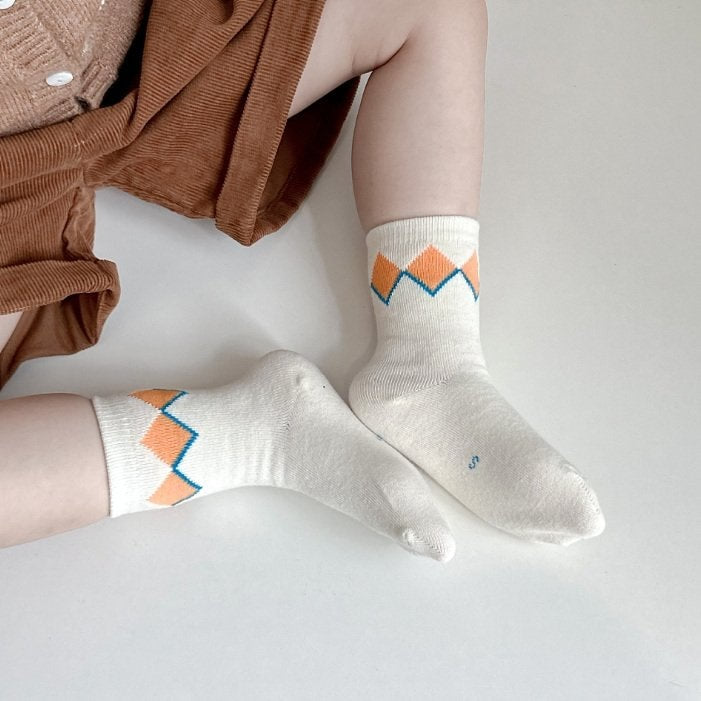 Miso - Korean Children Fashion - #prettylittlegirls - Square Check Socks - 3