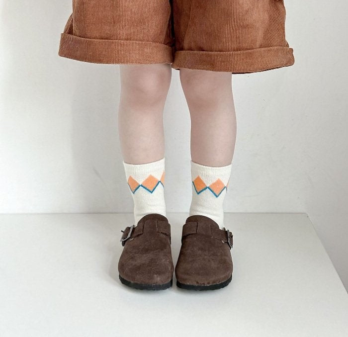 Miso - Korean Children Fashion - #prettylittlegirls - Square Check Socks - 4