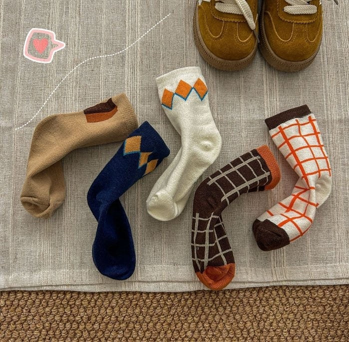 Miso - Korean Children Fashion - #toddlerclothing - Square Check Socks - 5