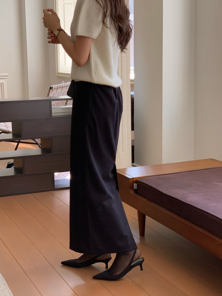 Moani - Korean Women Fashion - #momslook - Wool H Line Slit Skirt - 3