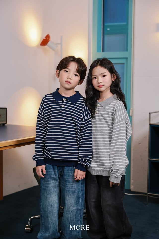 More - Korean Children Fashion - #designkidswear - Stripe PK Knit Tee - 12