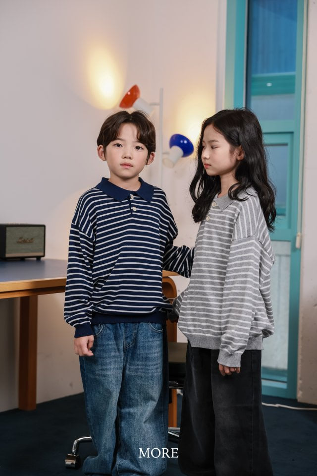 More - Korean Children Fashion - #kidsshorts - Stripe PK Knit Tee