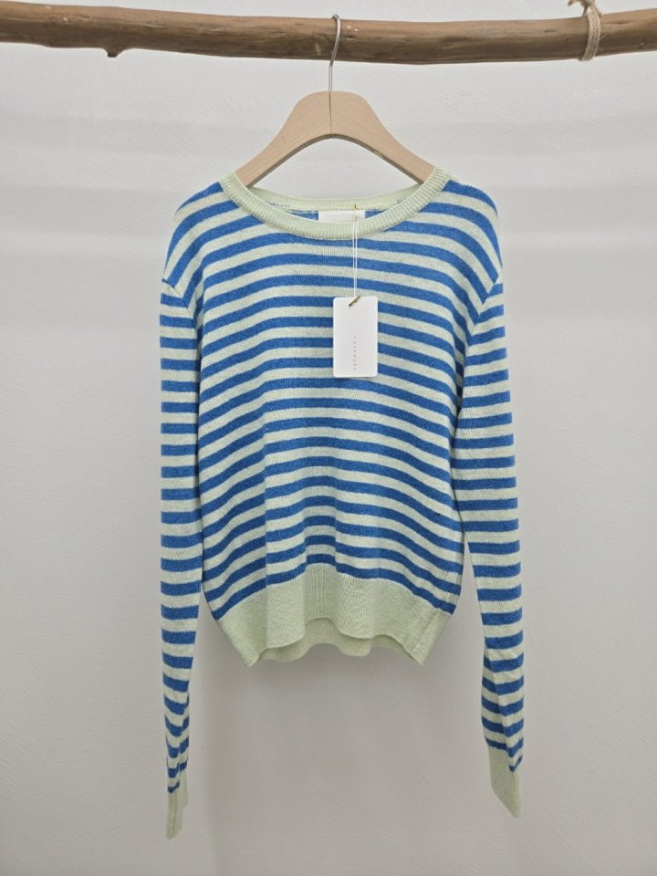 Most - Korean Women Fashion - #momslook - Cash Stripe Round Pullover - 2