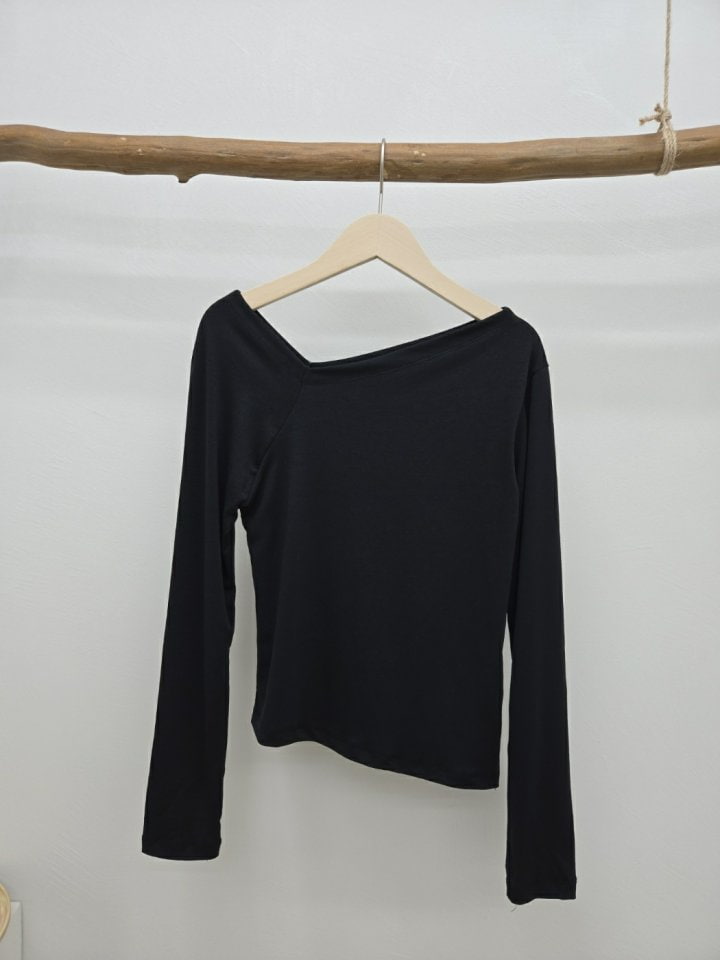 Most - Korean Women Fashion - #momslook - Unbalance Neck Tee - 7