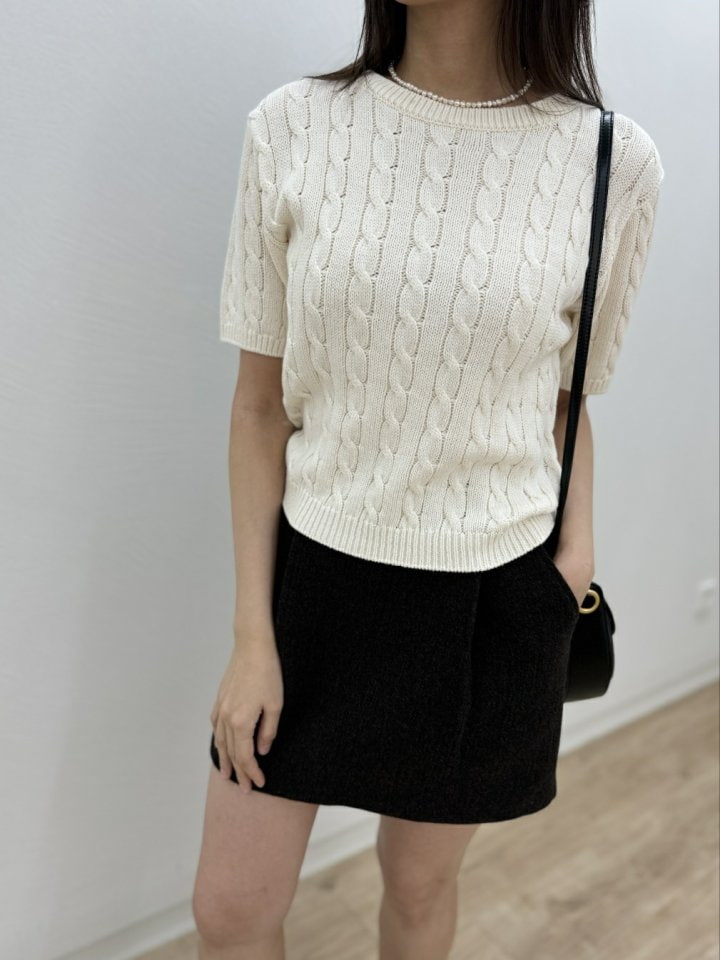 Most - Korean Women Fashion - #momslook - Cotton Cable Round Top