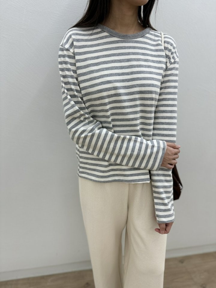 Most - Korean Women Fashion - #momslook - Dint Stripe Tee - 11