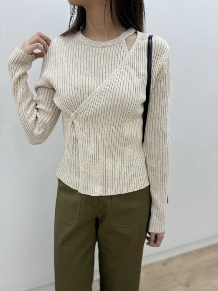 Most - Korean Women Fashion - #momslook - Wrap Rib Knit Top - 10