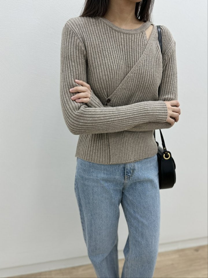 Most - Korean Women Fashion - #momslook - Wrap Rib Knit Top - 2