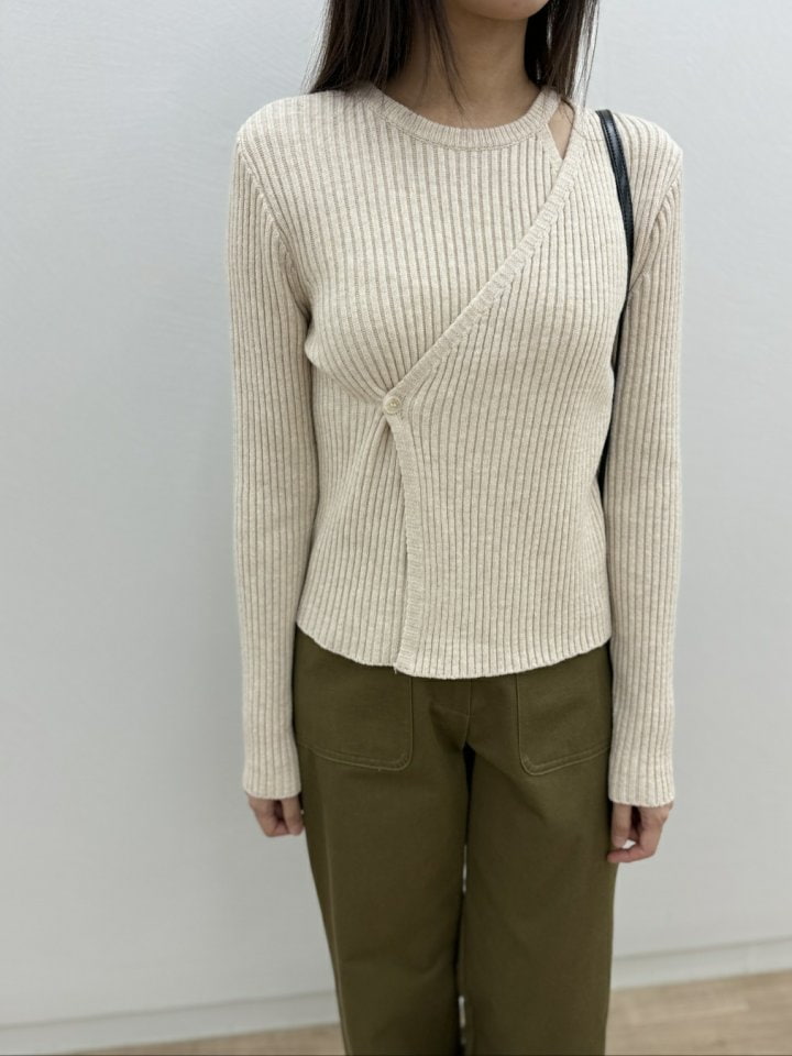 Most - Korean Women Fashion - #momslook - Wrap Rib Knit Top - 8