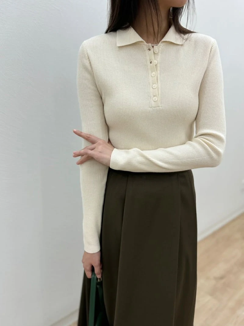 Most - Korean Women Fashion - #romanticstyle - Alphi Collar Knit Top