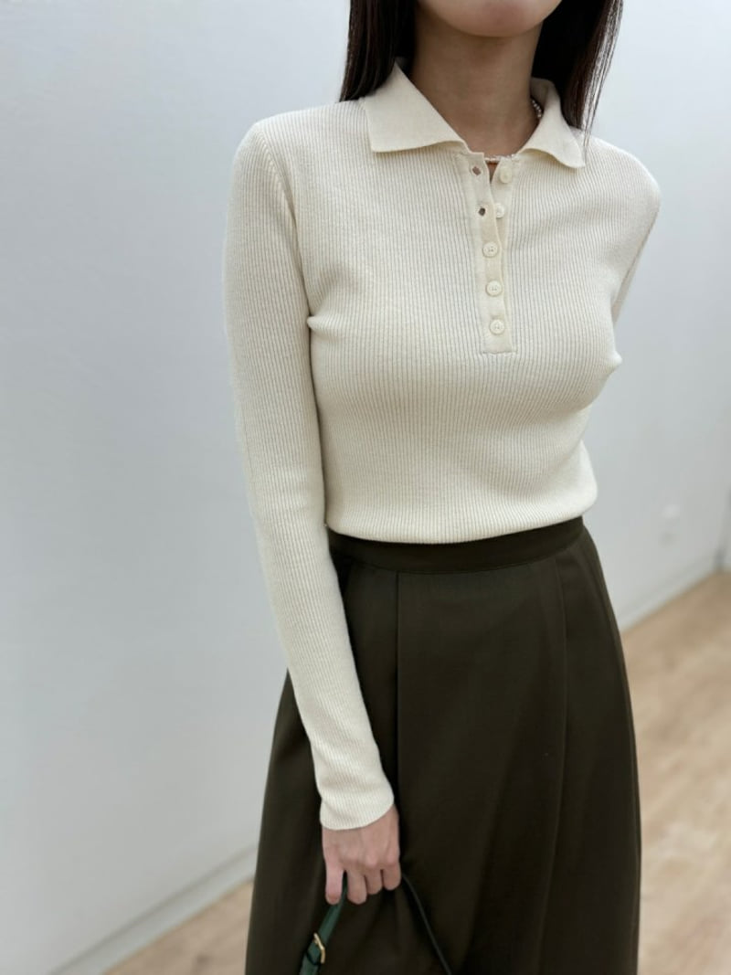 Most - Korean Women Fashion - #thatsdarling - Alphi Collar Knit Top - 4