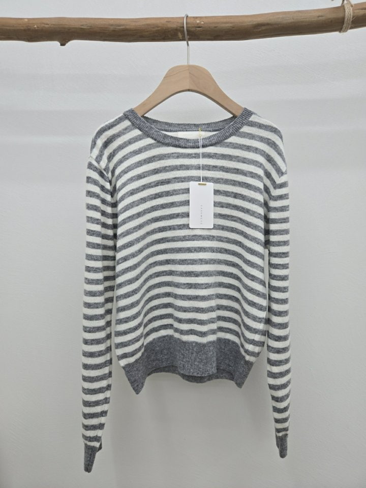 Most - Korean Women Fashion - #womensfashion - Cash Stripe Round Pullover