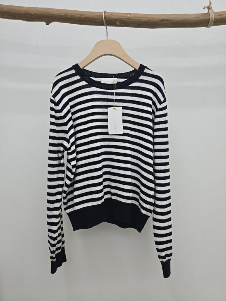 Most - Korean Women Fashion - #womensfashion - Cash Stripe Round Pullover - 3