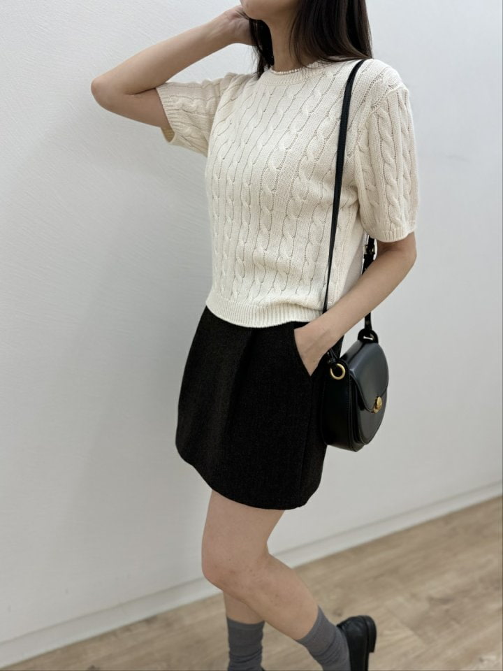 Most - Korean Women Fashion - #momslook - Cotton Cable Round Top - 4