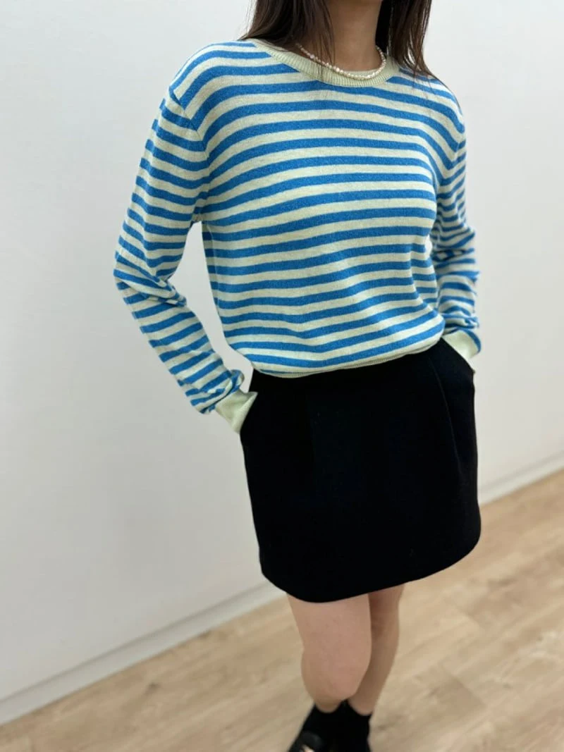 Most - Korean Women Fashion - #womensfashion - Cash Stripe Round Top - 7