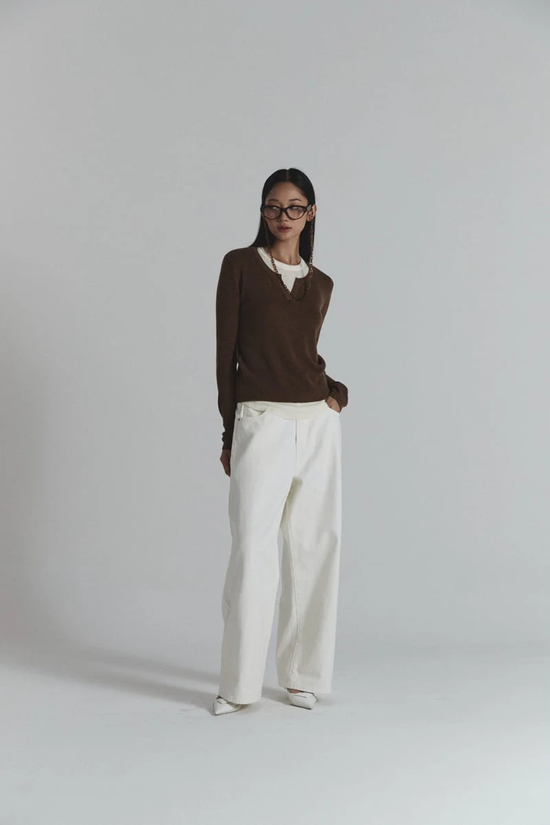 Neroli36 - Korean Women Fashion - #momslook - White Denim Pants - 2