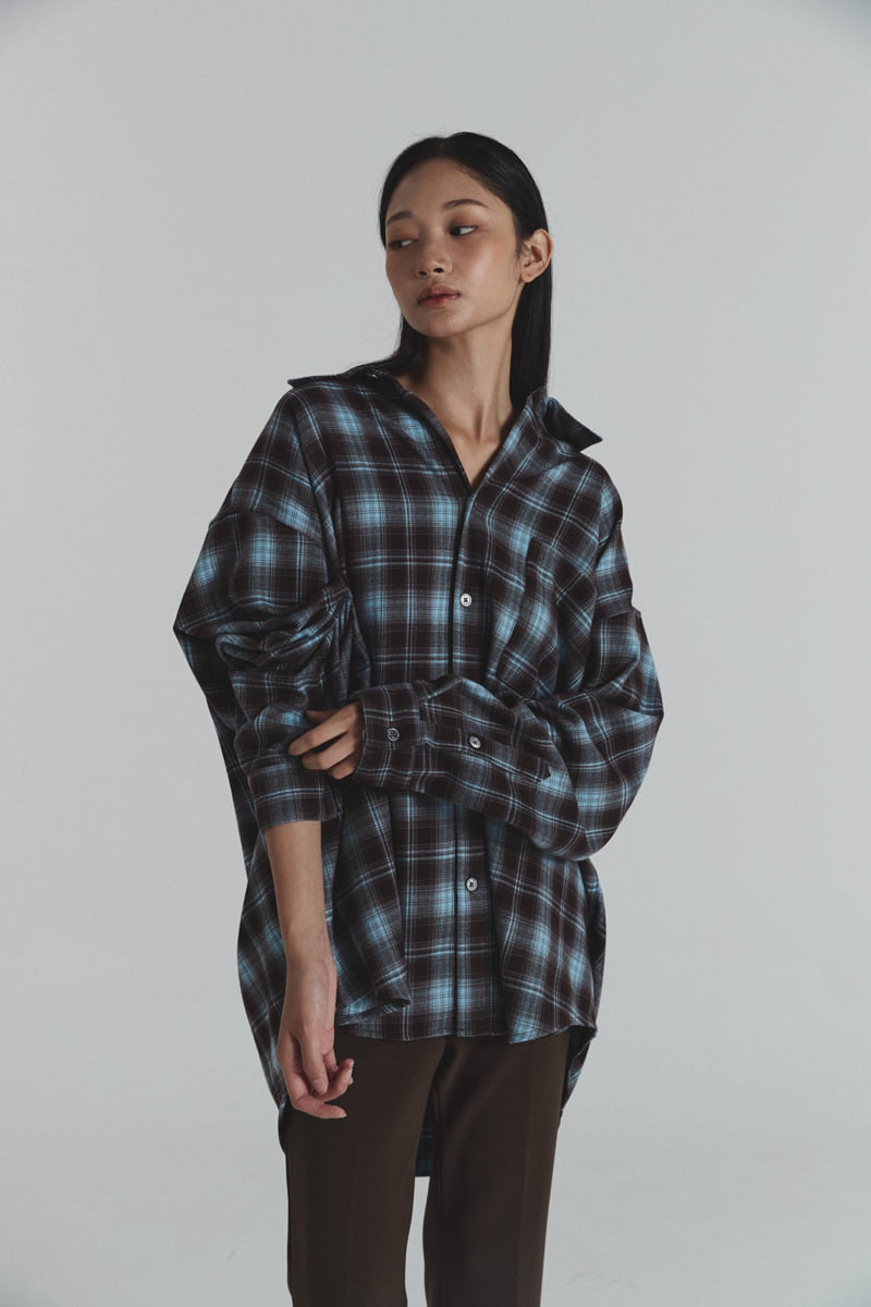 Neroli36 - Korean Women Fashion - #momslook - Two Tone Check Shirt - 2