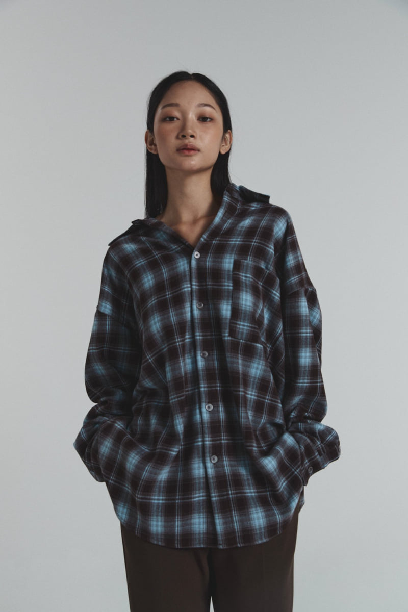 Neroli36 - Korean Women Fashion - #womensfashion - Two Tone Check Shirt - 4