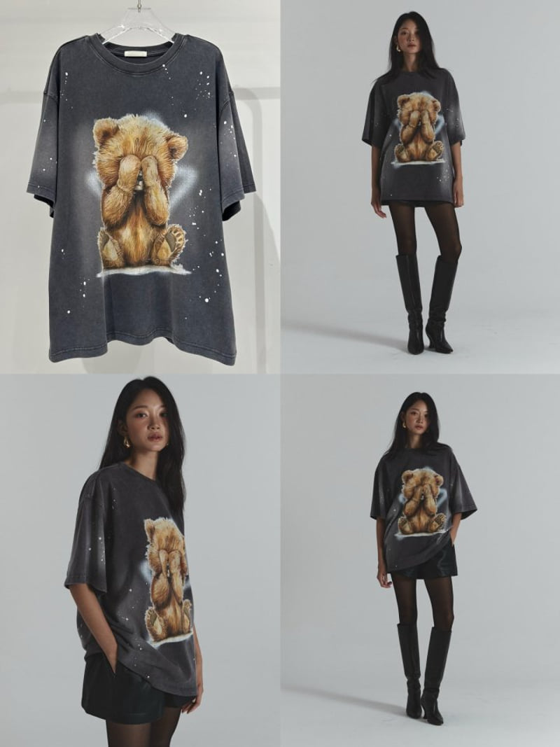 Neroli36 - Korean Women Fashion - #momslook - Digital Bear Tee - 2