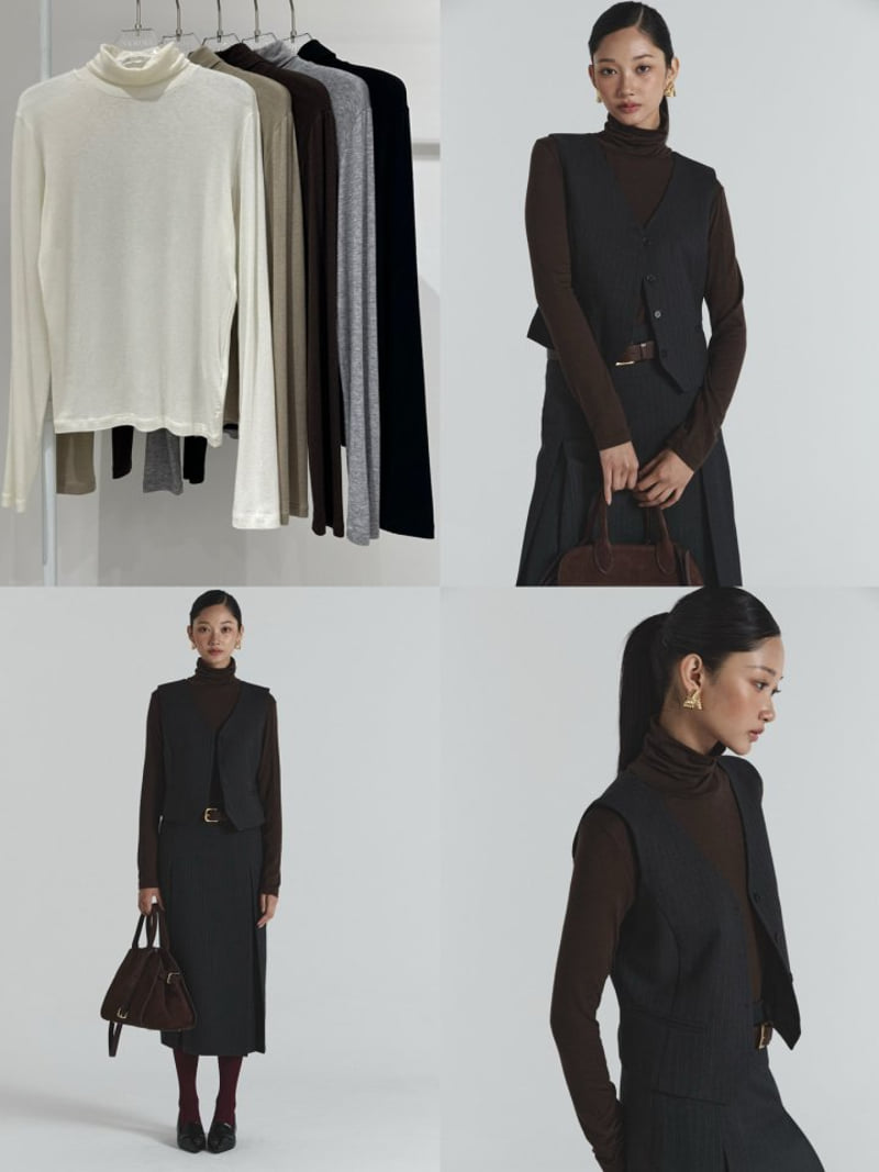 Neroli36 - Korean Women Fashion - #shopsmall - Wool Span Turtleneck Tee - 3