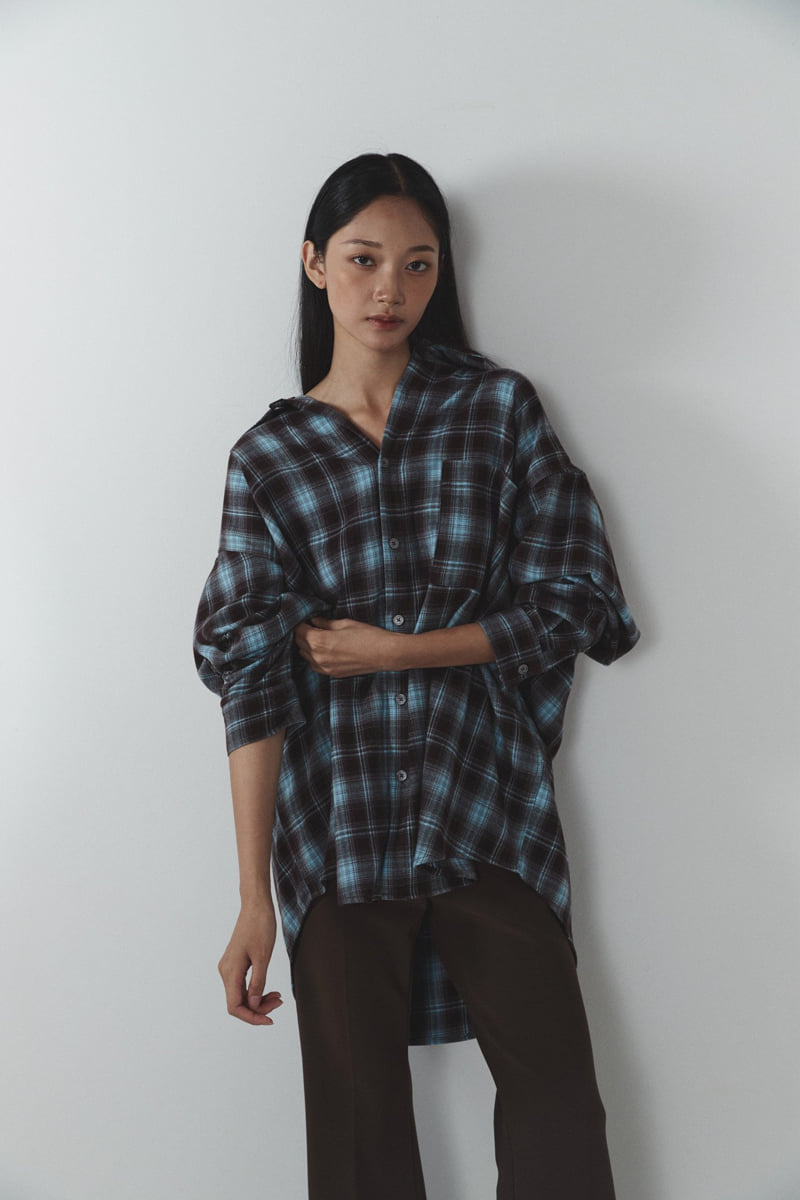 Neroli36 - Korean Women Fashion - #womensfashion - Two Tone Check Shirt