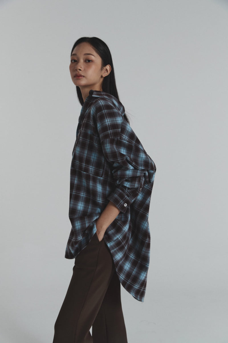 Neroli36 - Korean Women Fashion - #womensfashion - Two Tone Check Shirt - 3