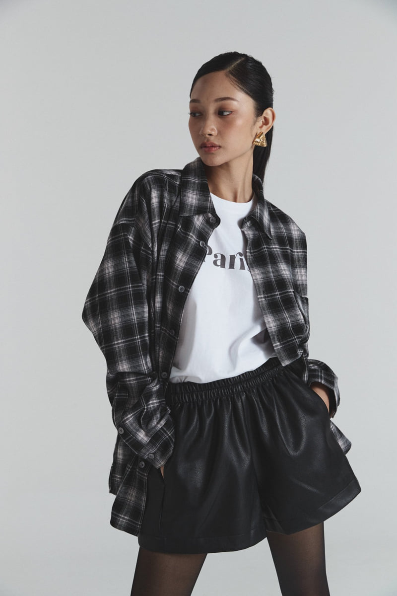 Neroli36 - Korean Women Fashion - #womensfashion - Two Tone Check Shirt - 9