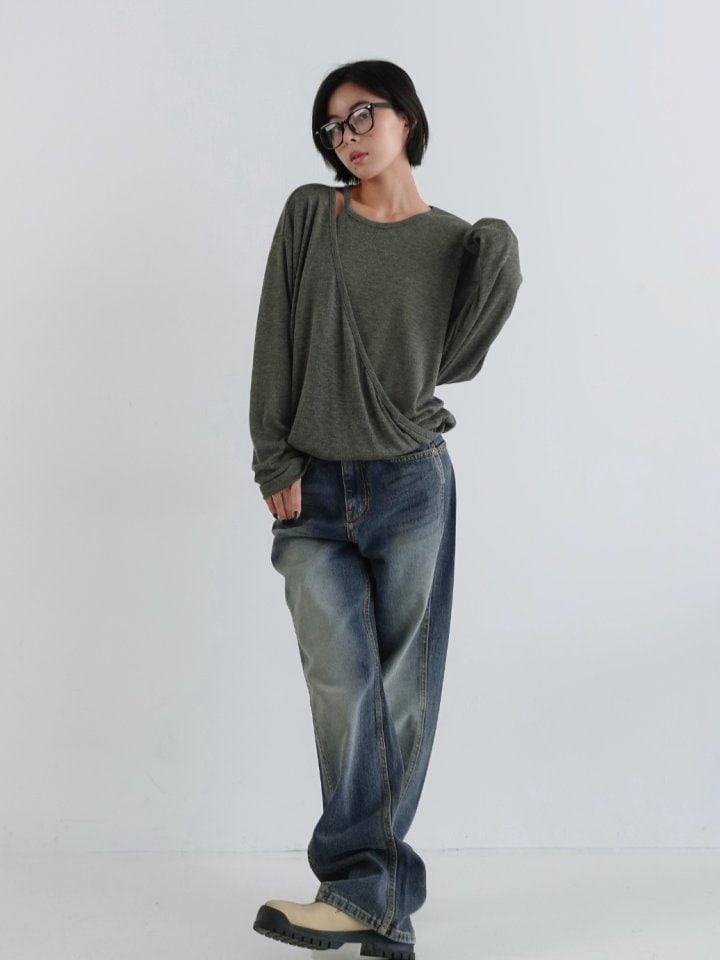 One the woman - Korean Women Fashion - #momslook - Bloson Wrap Tee - 6