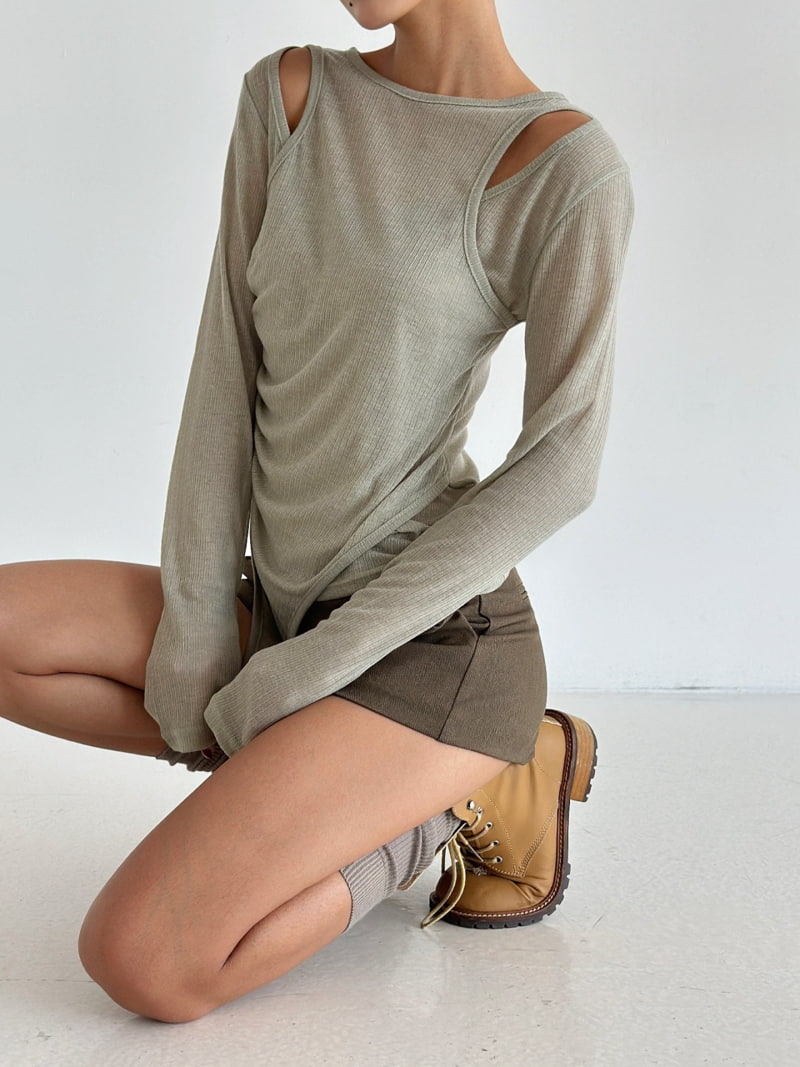 One the woman - Korean Women Fashion - #womensfashion - See Through Layered Tee