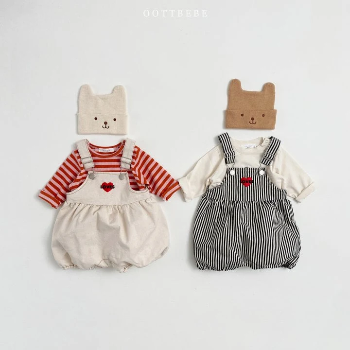 Oott Bebe - Korean Baby Fashion - #babyoutfit - Love Suspener Bodysuit