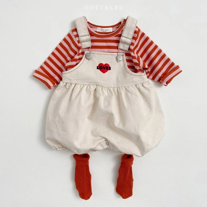 Oott Bebe - Korean Baby Fashion - #onlinebabyshop - Love Suspener Bodysuit - 5